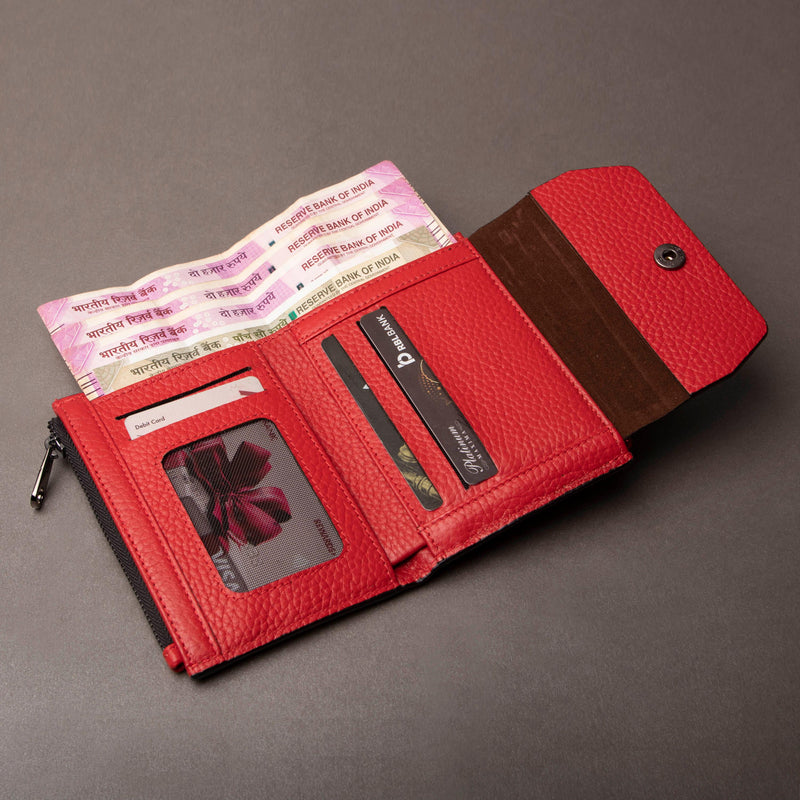 Summer II | Leather Wallet for Women | 100% Genuine Leather | Color: Red