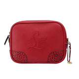 Genuine leather red color handbag