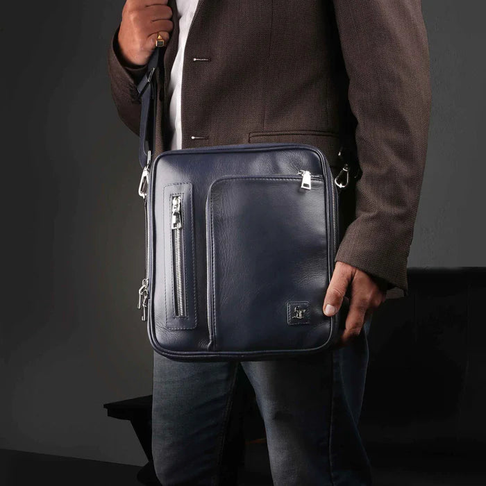 Mens black cross body top bag