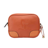 Genuine leather orange color handbag