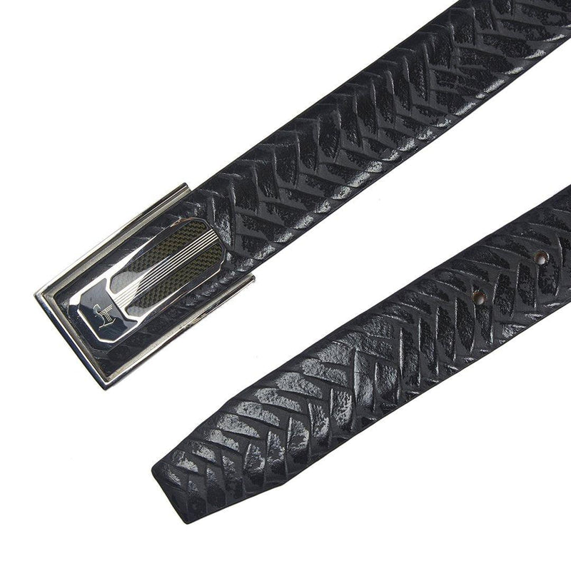 Premium Two Tone Italian Weave Black Belt - Leather Talks 