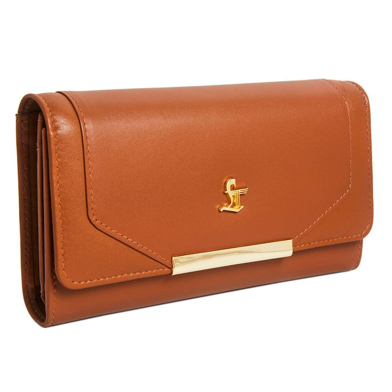 Celia Ladies Wallet | Leather Wallet for Women | 100% Genuine Leather | Color: Tan