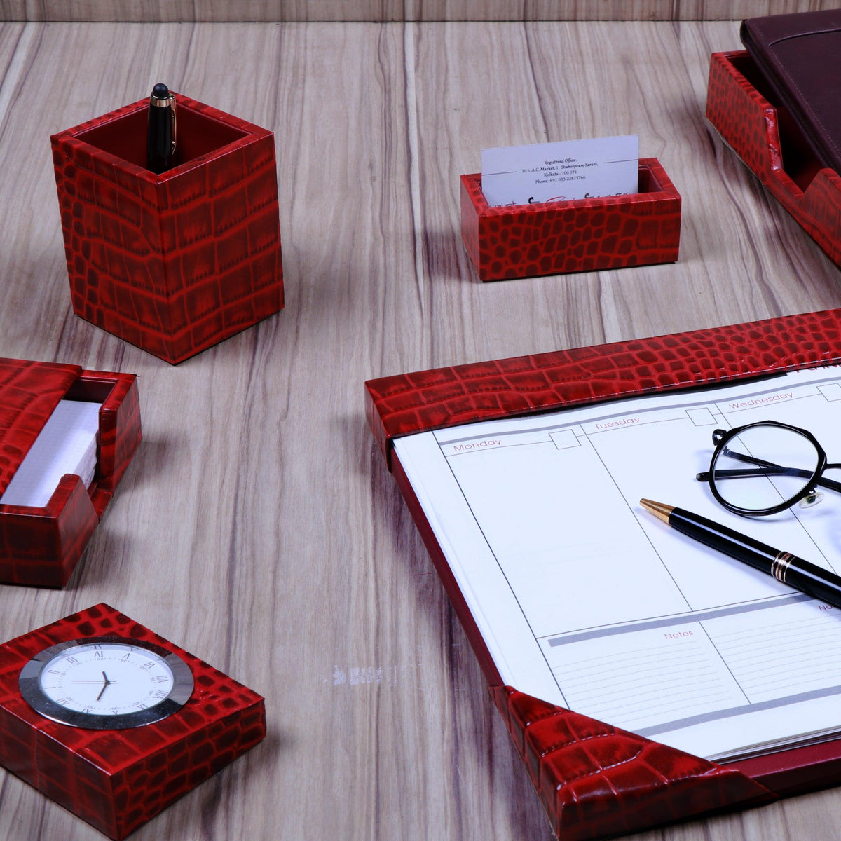 Luxury Leather Desk Organizer Set | Desktop Planner Set II for ...